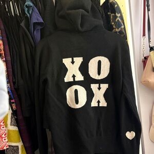 100% Cashmere Sweater Hoodie XOXO Heart Small